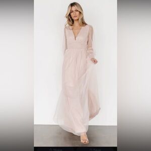 Baltic Born Layla Tulle Maxi Dress in Pink Shimmer NWT